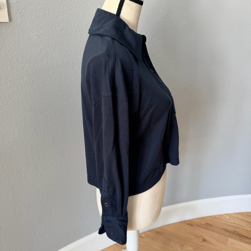 THE SURREY Navy Vespa Boxy Long Sleeve Polo Cropped XS Excellent Condition - Picture 7 of 13